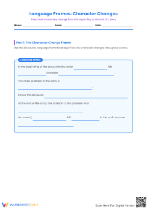 Language Frames: Character Changes | Essential Grade 2-3 ELA