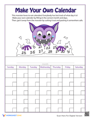 Make Your Own Calendar Worksheet