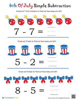 4th of July Subtraction: Holiday Math