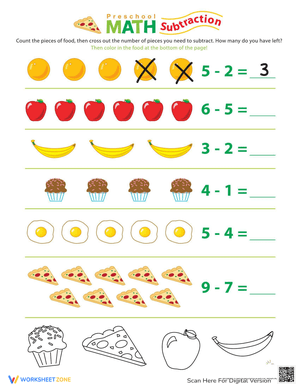 Food Math Subtraction Fun