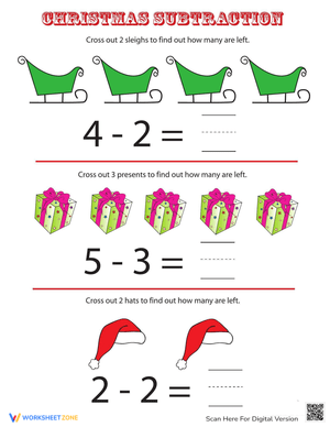 Christmas Subtraction to 10