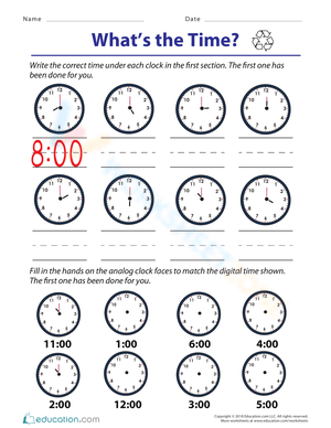 What is the Time? Practice Worksheet