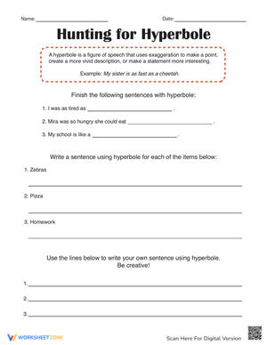 Hunting for Hyperbole Worksheet
