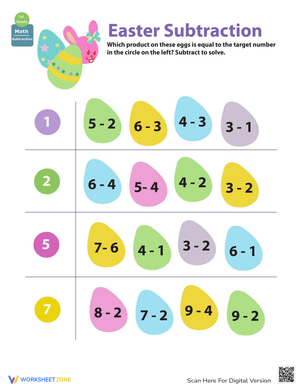 Holiday Math: Easter Subtraction