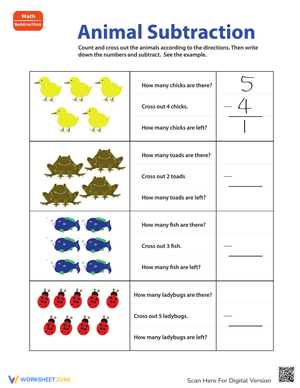Easy Animal Subtraction
