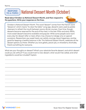 Respond to a Topic: National Dessert Month