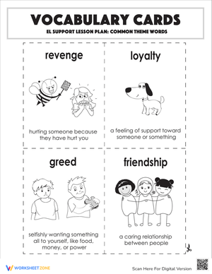 Vocabulary Cards: Common Theme Words