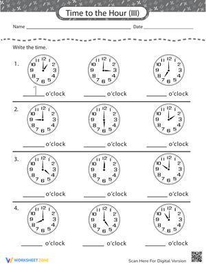 Time Telling Hour Worksheet