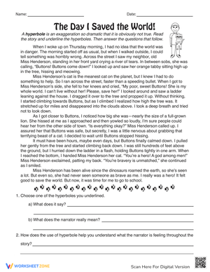 The Day I Saved the World Worksheet