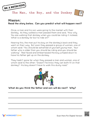 An Aesop Fable Worksheet