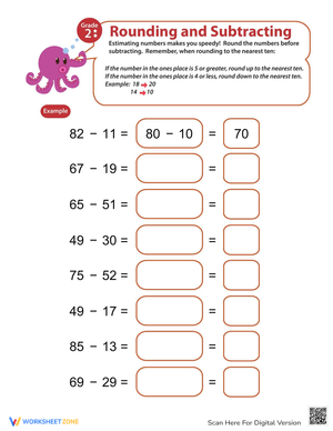 Rounding Subtraction Practice Worksheet