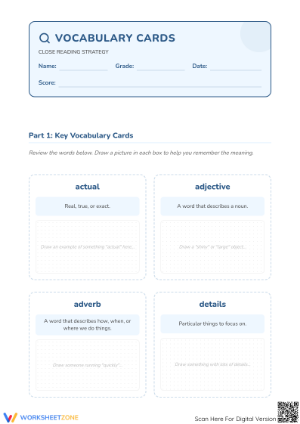 Essential Grade 3 Close Reading & Vocabulary Worksheet