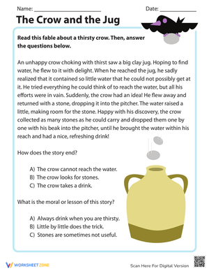 The Crow and the Jug Worksheet
