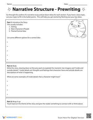 Narrative Structure Prewriting Worksheet: Learning