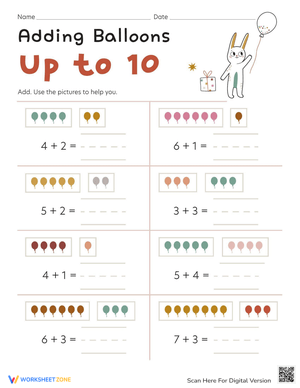 Adding up to 10 Worksheet: Fun Math Practice