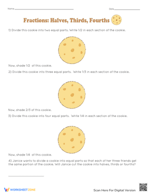 Explore Fractions Halves, Thirds, Fourths
