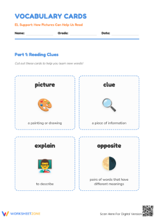 Kindergarten Vocabulary Cards: Essential Reading Clues