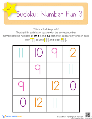 Sudoku Number Fun Beginner Logic Puzzle