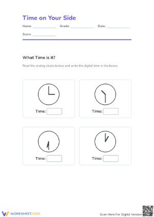 Printable Time to 5 Minutes Worksheet | Grade 2 Math