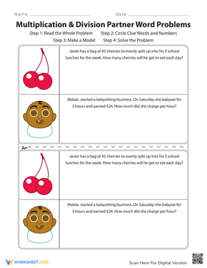 Multiplication &amp; Division Partner Word Problems