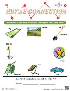 Rhyme Matching Activity for Early Literacy Skills