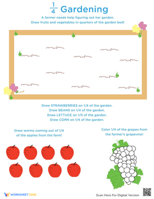 Garden Fractions Worksheet: Visual Learning