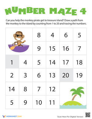 Number Maze Worksheet: Kindergarten Math Fun