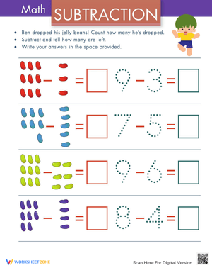 Subtraction with Pictures for Early Math Skills