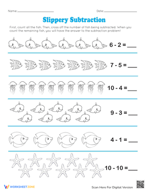 Slippery Subtraction Worksheet: Fun Math Practice