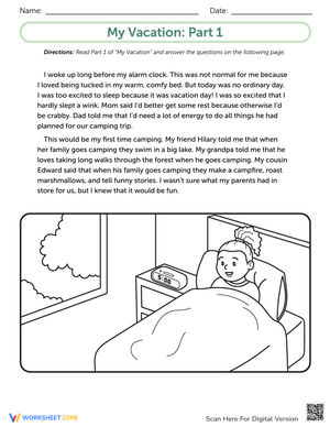 My Vacation Writing Worksheet: Creative Prompts