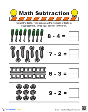 Construction Math to 20 Worksheet: Fun Learning