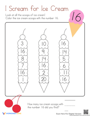 Coloring 16 Worksheet for Kindergarten Fun