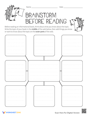 Brainstorm Before Reading Worksheet: Prep Activity