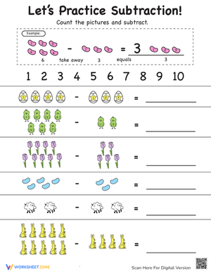 Spring Simple Subtraction: Math Practice
