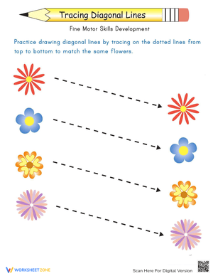 Match the Flowers: Trace the Diagonal Lines