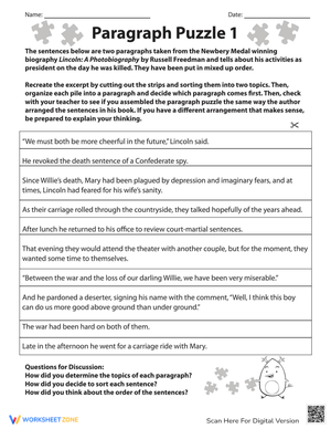 Engaging Paragraph Puzzle Worksheet