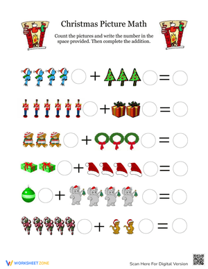 Festive Christmas Picture Math Worksheet