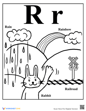 Coloring Alphabet: Letter R Worksheet