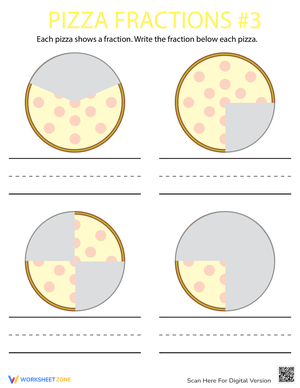 Pizza Fractions Worksheet for Math Practice