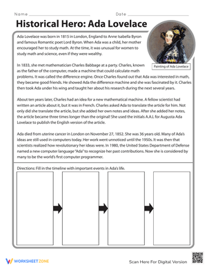 Ada Lovelace Biography Reading Worksheet