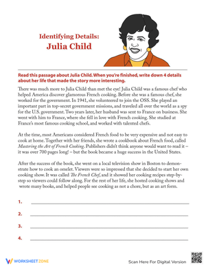 Julia Child Biography Reading Comprehension