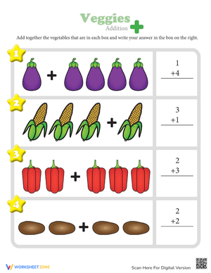 Addition Practice Math Worksheet for Beginners