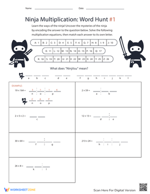 Ninja Math Worksheet for Engaging Practice