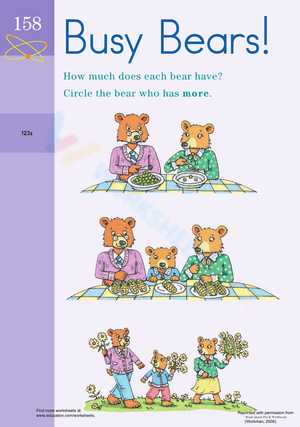 Visual Discrimination Worksheet with Busy Bears