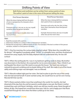 Exploring Shifting Points of View Worksheet