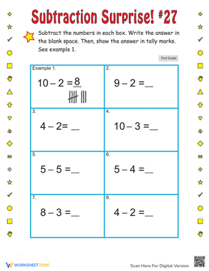 Subtraction Practice Worksheet for Kids
