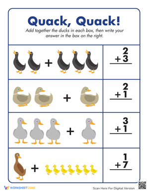 Quack, Quack! Duck Addition Worksheet