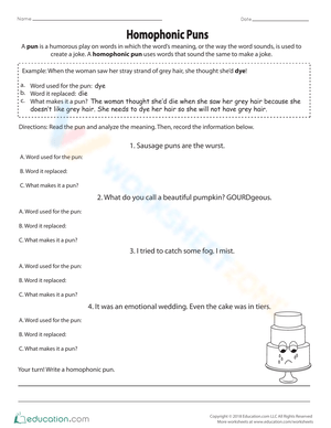 Homophonic Puns Worksheet