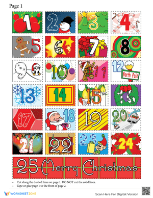 Printable Advent Calendar Worksheet