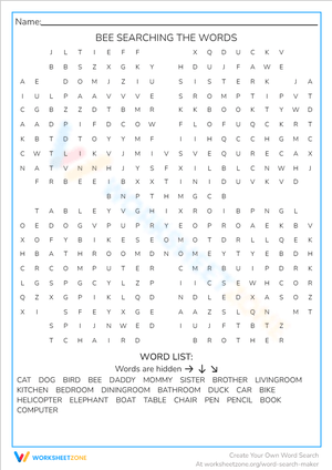 BEE SEARCHING THE WORDS